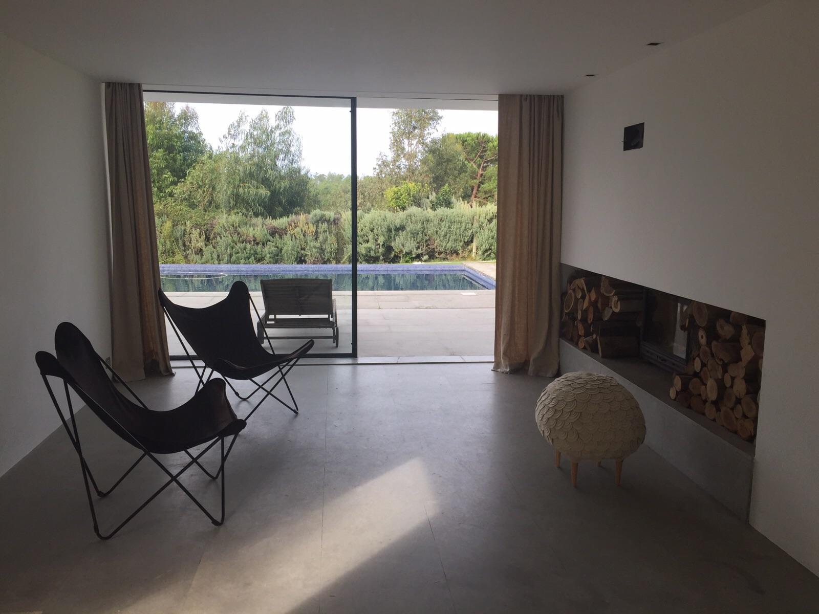 Meditation seating area overlooking the pool