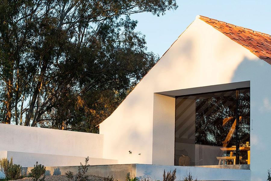 Exterior of the main house at golden hour