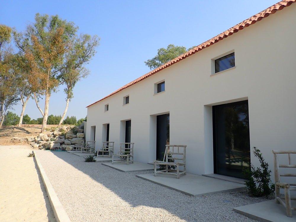 Exterior of the private-terrace guest rooms